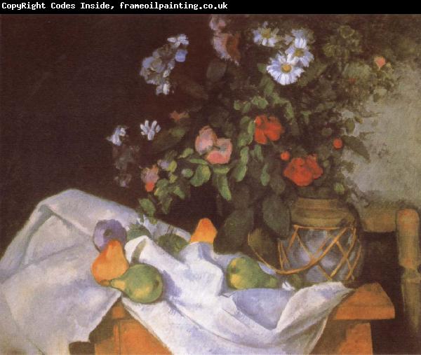 Paul Cezanne Still life with Flowers and Fruit